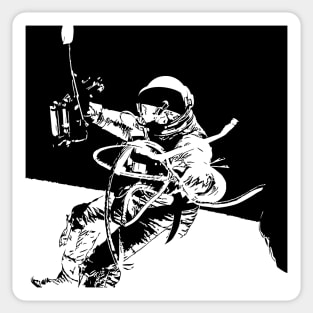 Black and White Vector Astronaut Ed White's Spacewalk Sticker